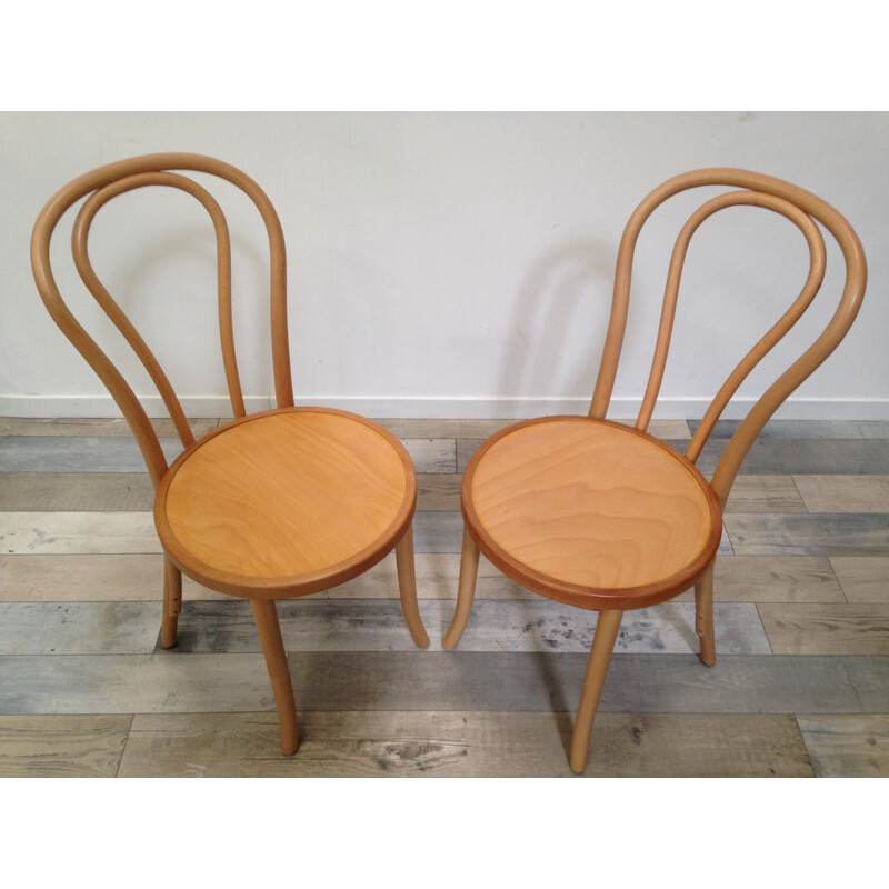 Set of 4 vintage bistro chairs in bent wood