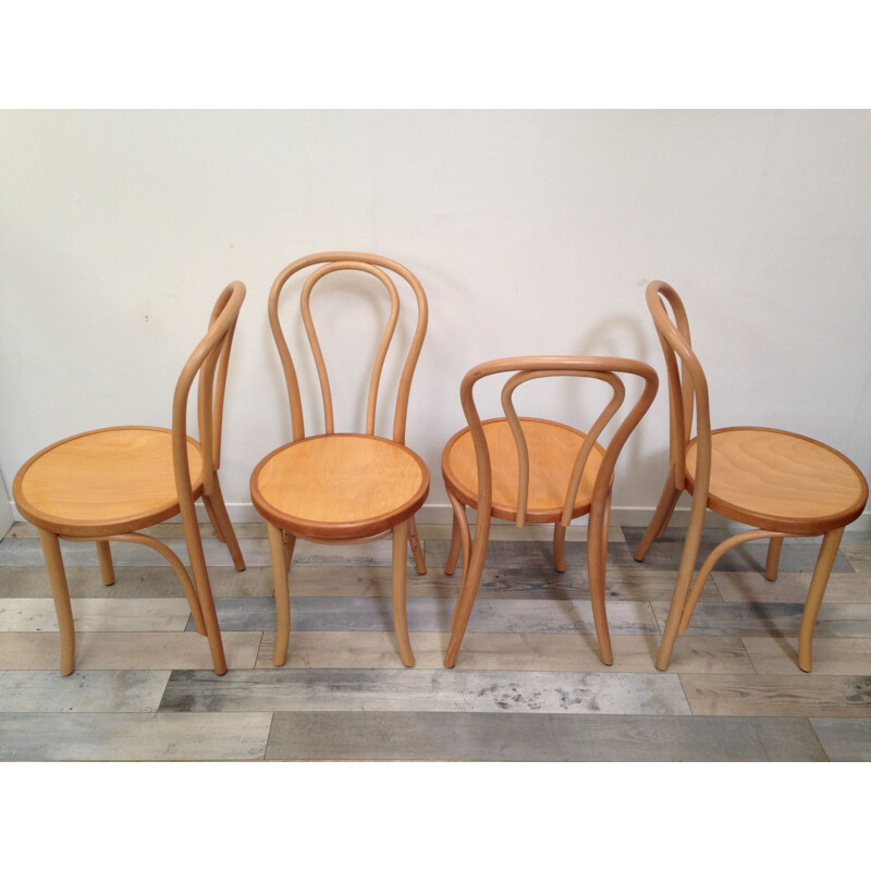 Set of 4 vintage bistro chairs in bent wood