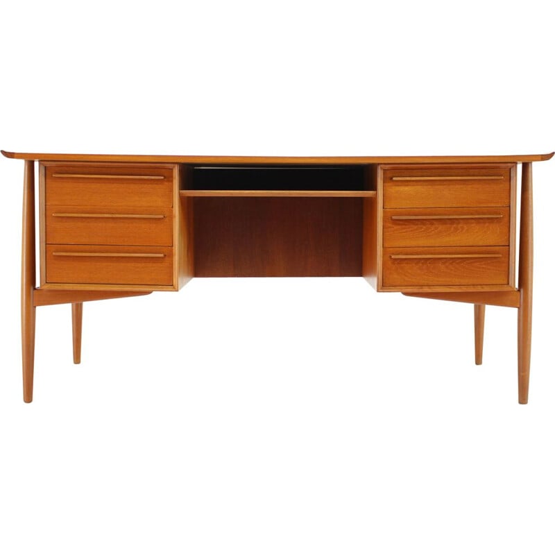 Vintage Arne Vodder Teak Free Standing Writing Desk for H.P. Hansen, Denmark 1960s