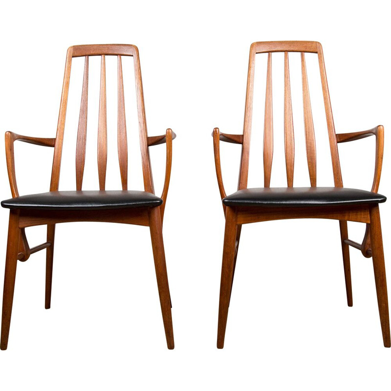 Pair of vintage teak dining armchairs "Eva" by Niels Koefoed, Danish 1960s