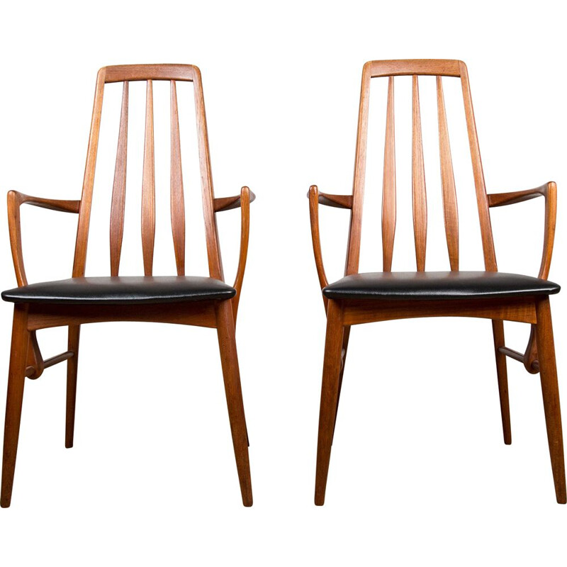 Paire de fauteuils vintage de repas en teck "Eva" de Niels Koefoed, Danois 1960