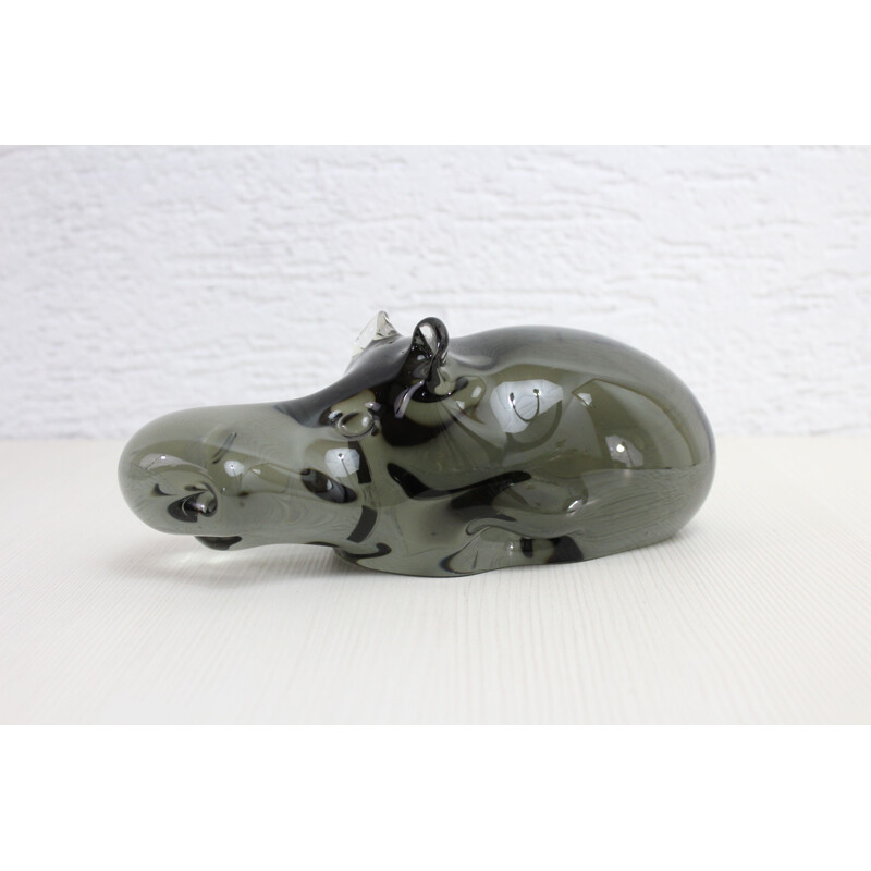 Vintage Hippopotamus in Murano glass by Livio Seguso for Gral, Italian 1970s