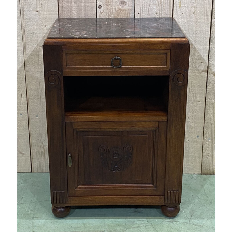 Vintage Art Deco walnut bedside table 1930s