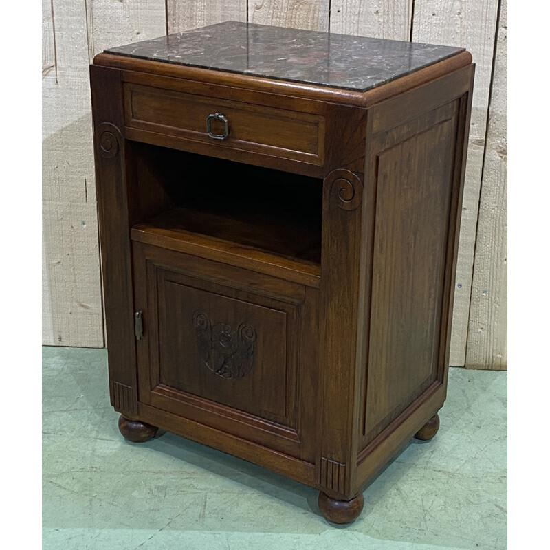 Vintage Art Deco walnut bedside table 1930s