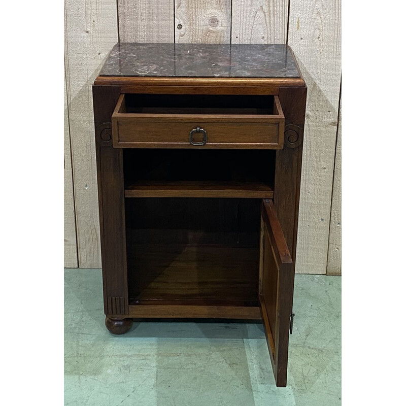 Vintage Art Deco walnut bedside table 1930s