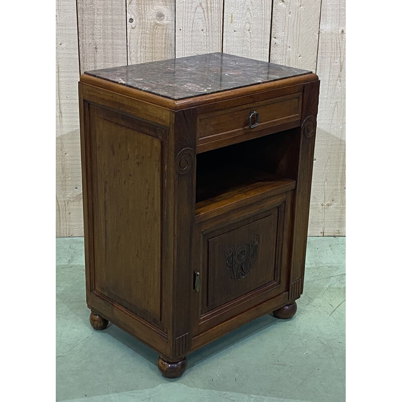 Vintage Art Deco walnut bedside table 1930s