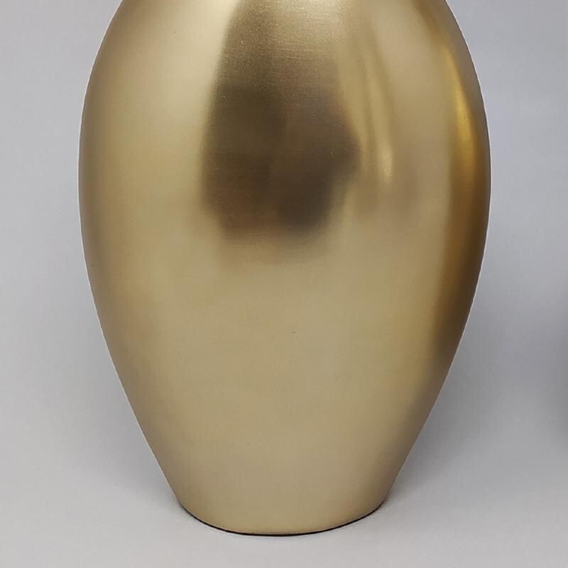 Pair of vintage vases in Ceramic in Gold Color, Italy 1970s