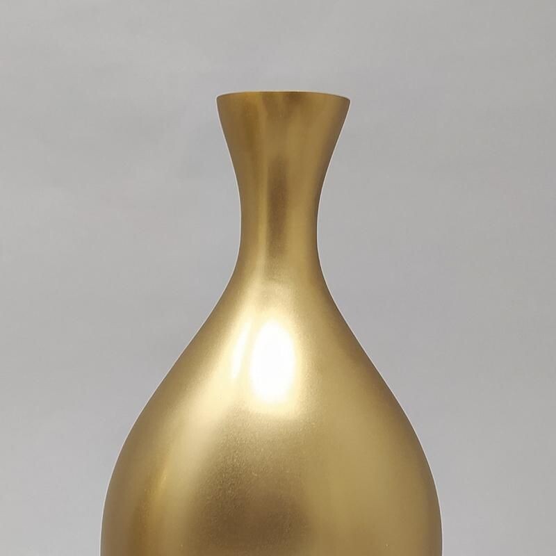 Pair of vintage vases in Ceramic in Gold Color, Italy 1970s