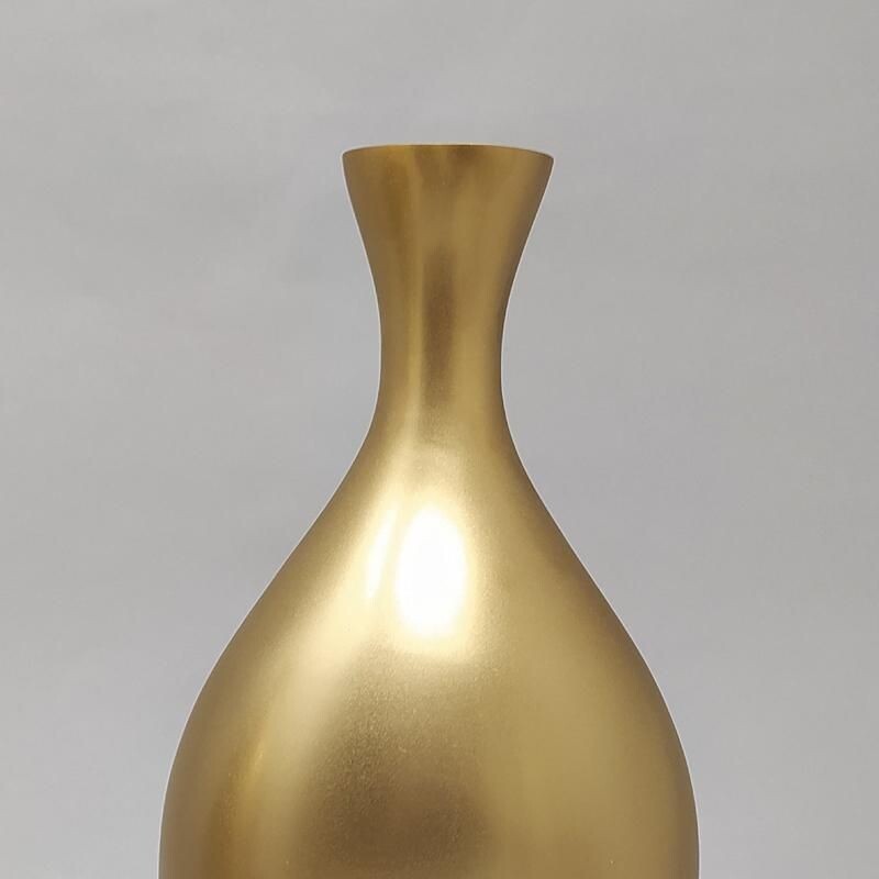 Paire de vases vintage en céramique de couleur or, Italie 1970