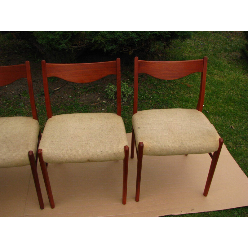 Set of 4 vintage dining chairs teak wood, Scandinavian