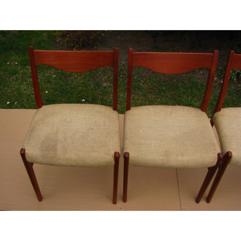 Set of 4 vintage dining chairs teak wood, Scandinavian