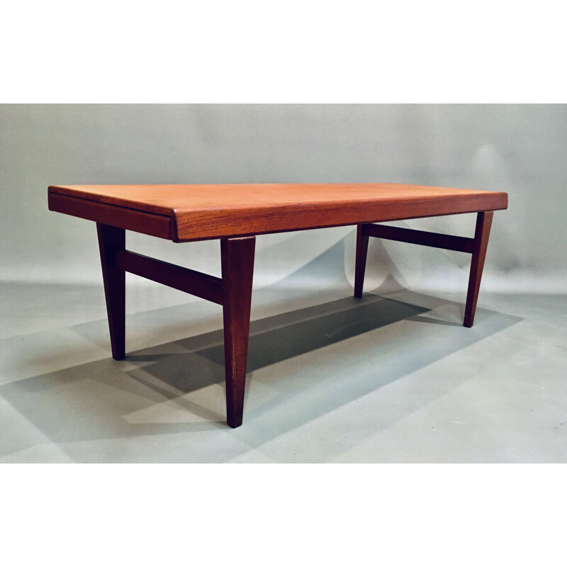 Vintage teak coffee table Johannes Andersen, Scandinavian 1950s