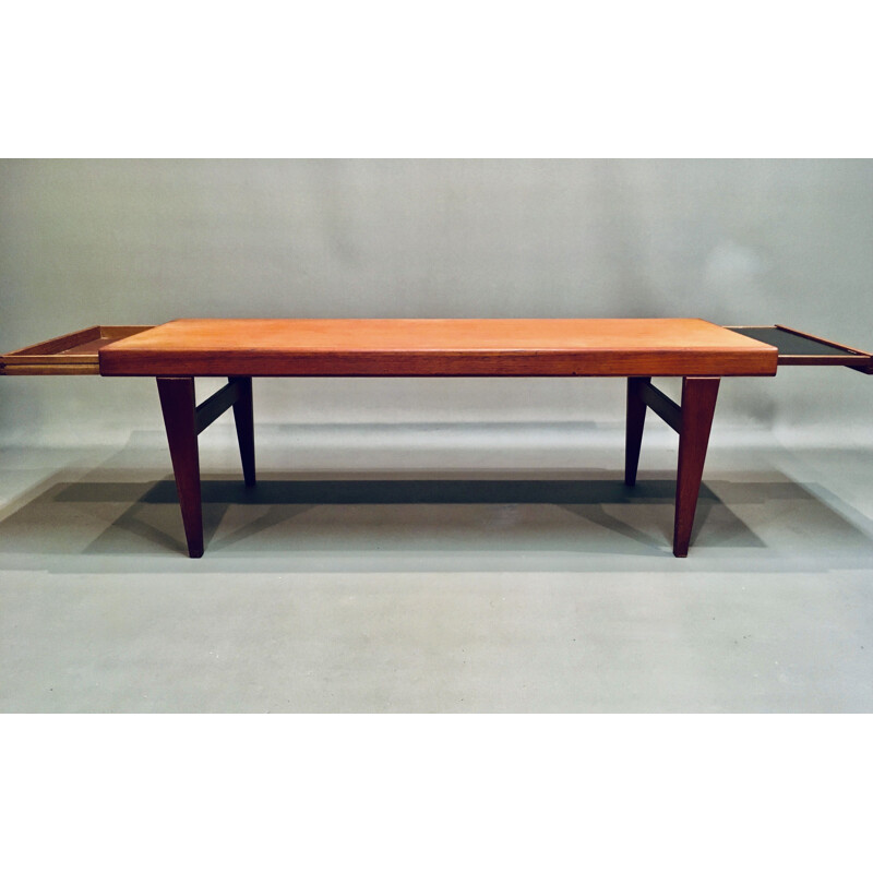 Vintage teak coffee table Johannes Andersen, Scandinavian 1950s