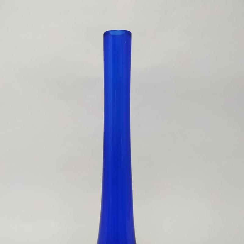 Vintage Blue Vase By Flavio Poli for Seguso in Murano Glass 1960s