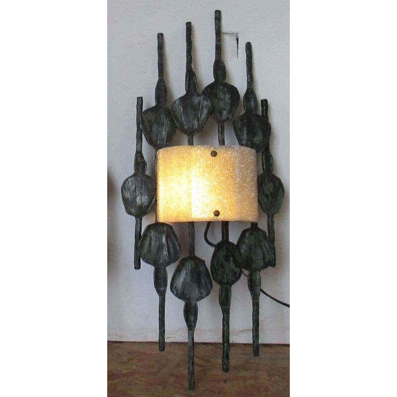 Pair of vintage brutalist wrought iron sconces by Tom Ahlstrom, 1960