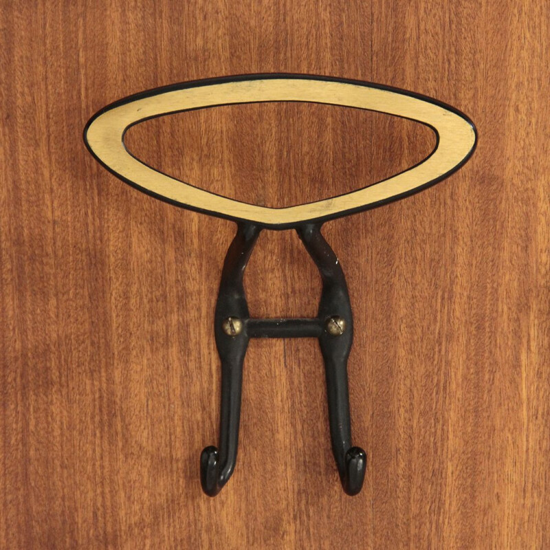 Pair of vintage wall hangers in teak and metal 1960s