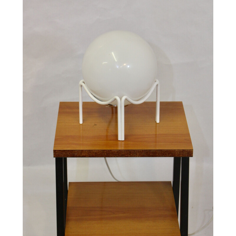 Vintage spherical lamp in white opaline, 1970