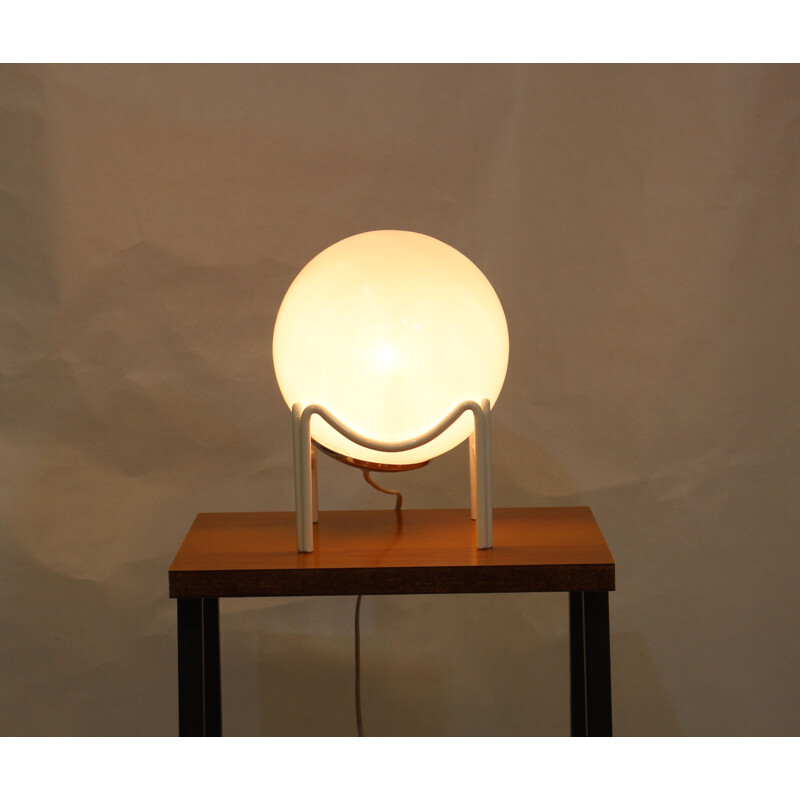 Vintage spherical lamp in white opaline, 1970