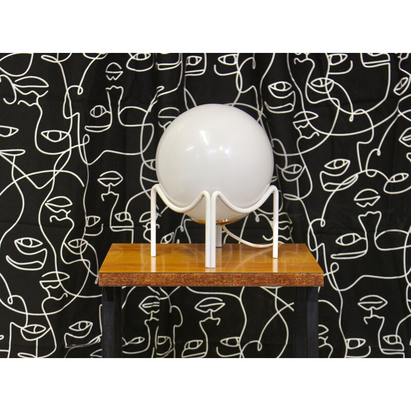 Vintage spherical lamp in white opaline, 1970