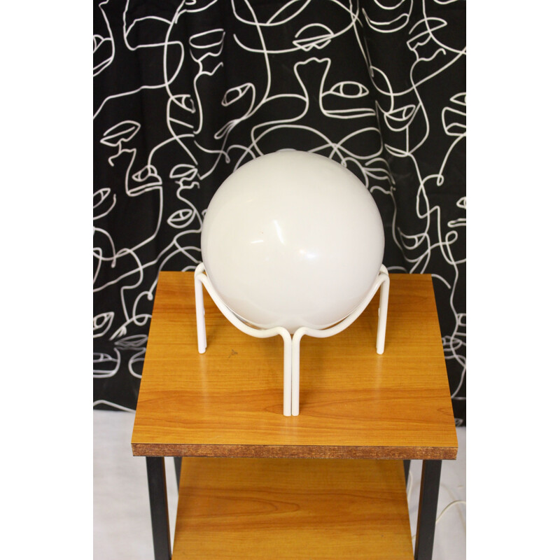 Vintage spherical lamp in white opaline, 1970