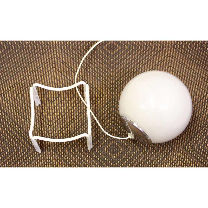 Vintage spherical lamp in white opaline, 1970