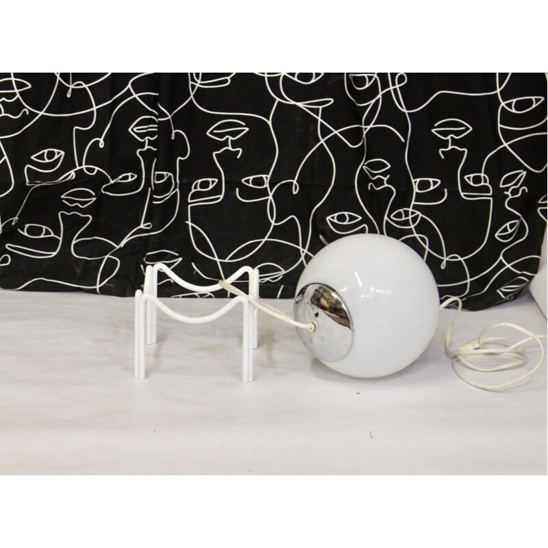 Vintage spherical lamp in white opaline, 1970