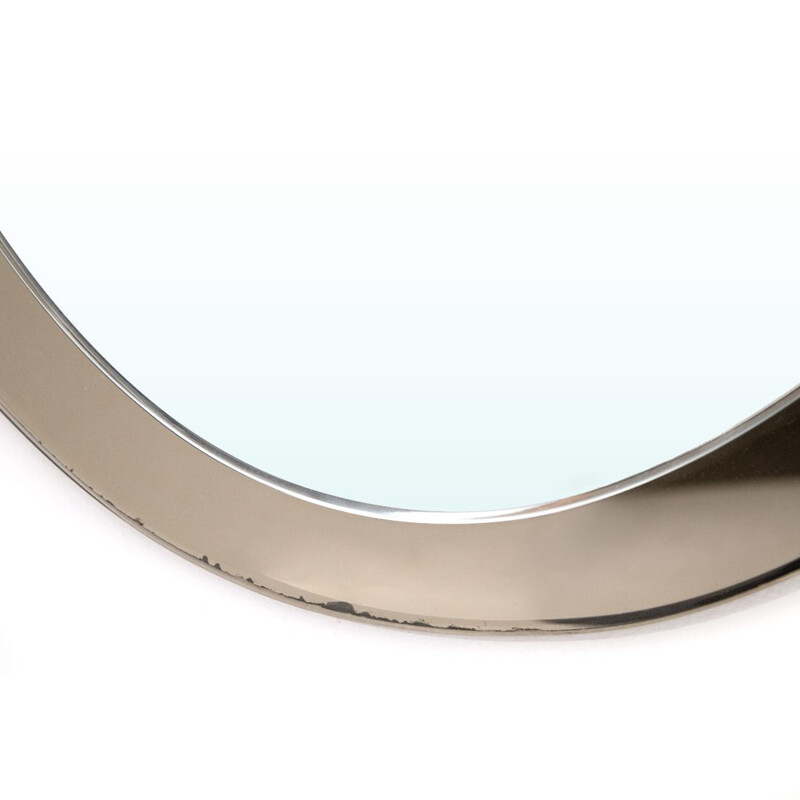 Vintage Oval mirror with mirrored frame, Italy 1970s