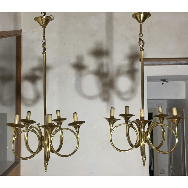Pair of vintage chandeliers house jansen
