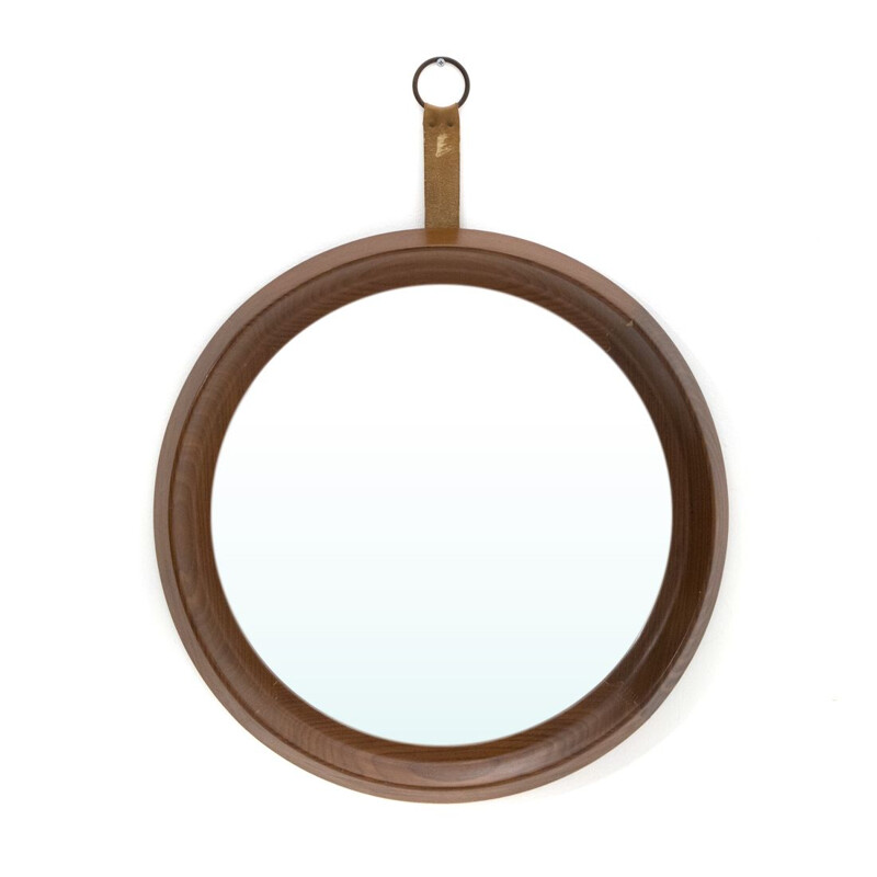 Vintage Round mirror with teak frame, Italy 1960s