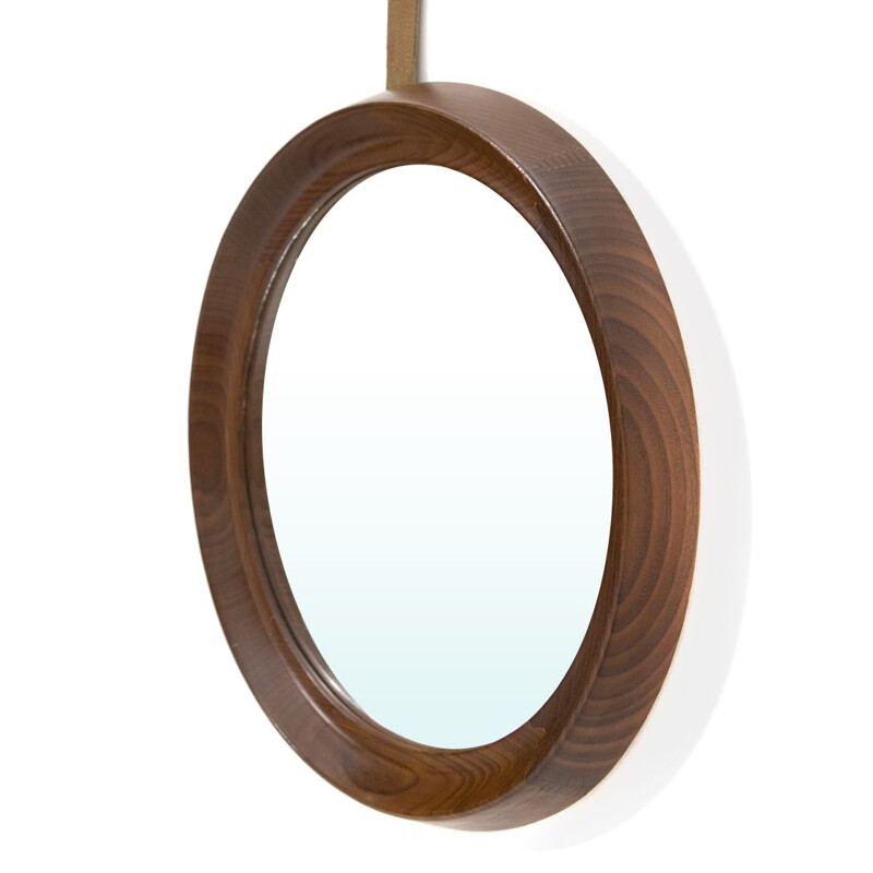 Vintage Round mirror with teak frame, Italy 1960s