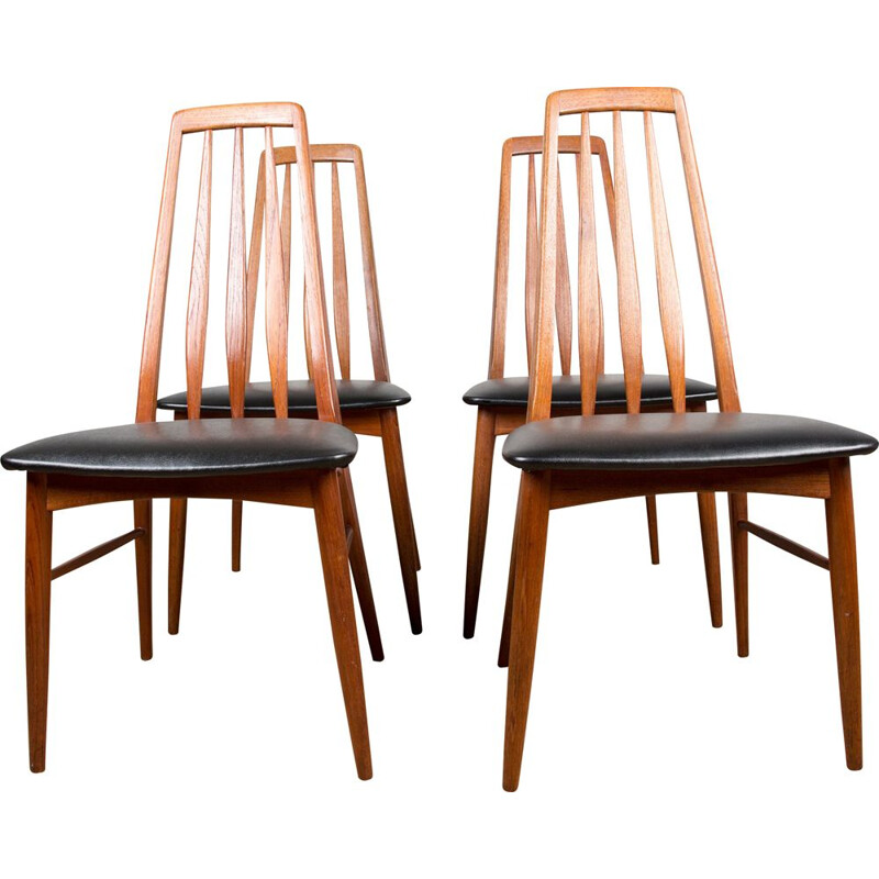 Set of 4 vintage teak chairs Eva by Niels Koefoed, Danish 1960s