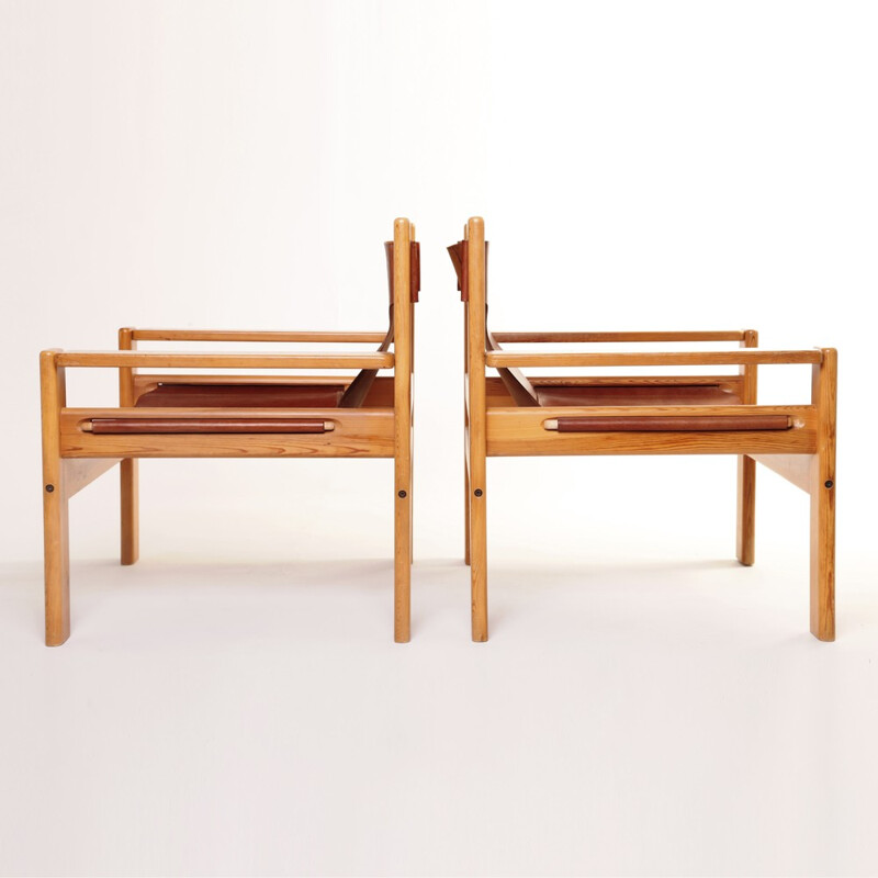 Pair of Scandinavian lounge armchairs in oak wood,  Børge MOGENSEN - 1960s