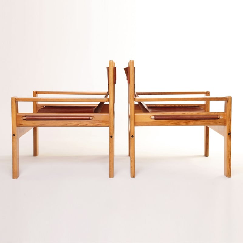 Paire de fauteuils scandinaves en cuir et bois de chêne, Børge MOGENSEN - 1960