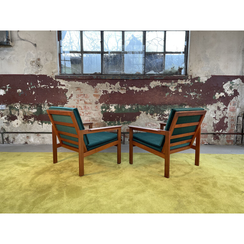 Pair of vintage Teak Capella Chairs by Illum Wikkelso for Niels Eilersen, Danish 1960s