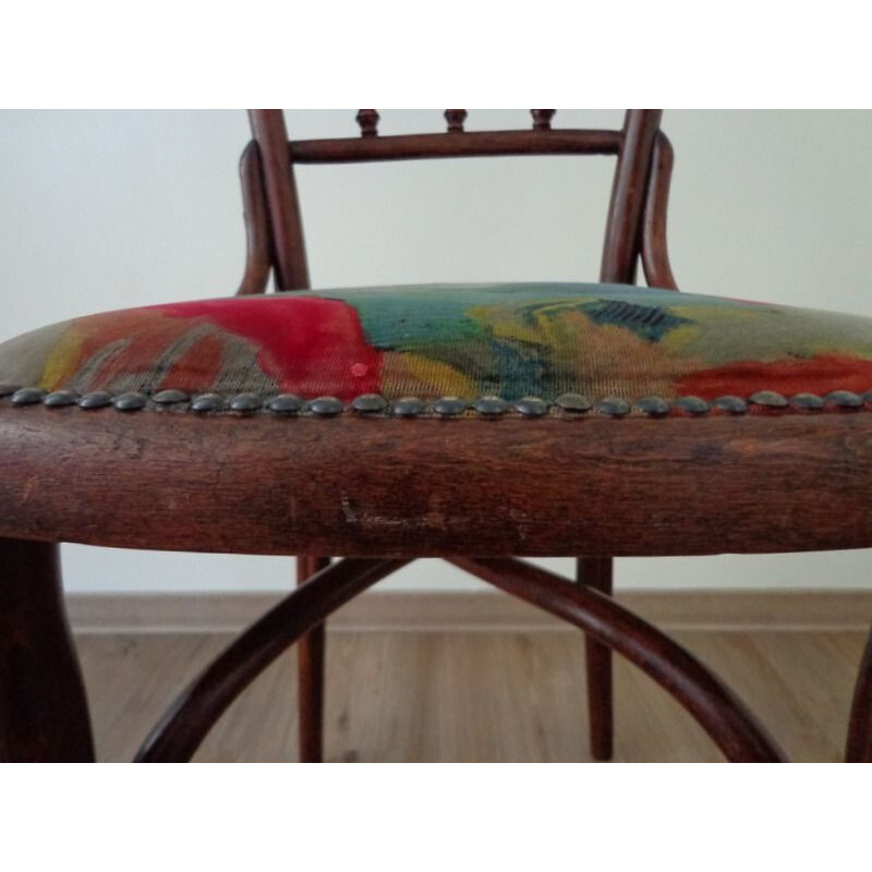Vintage chair by Thonet with colorful upholstery