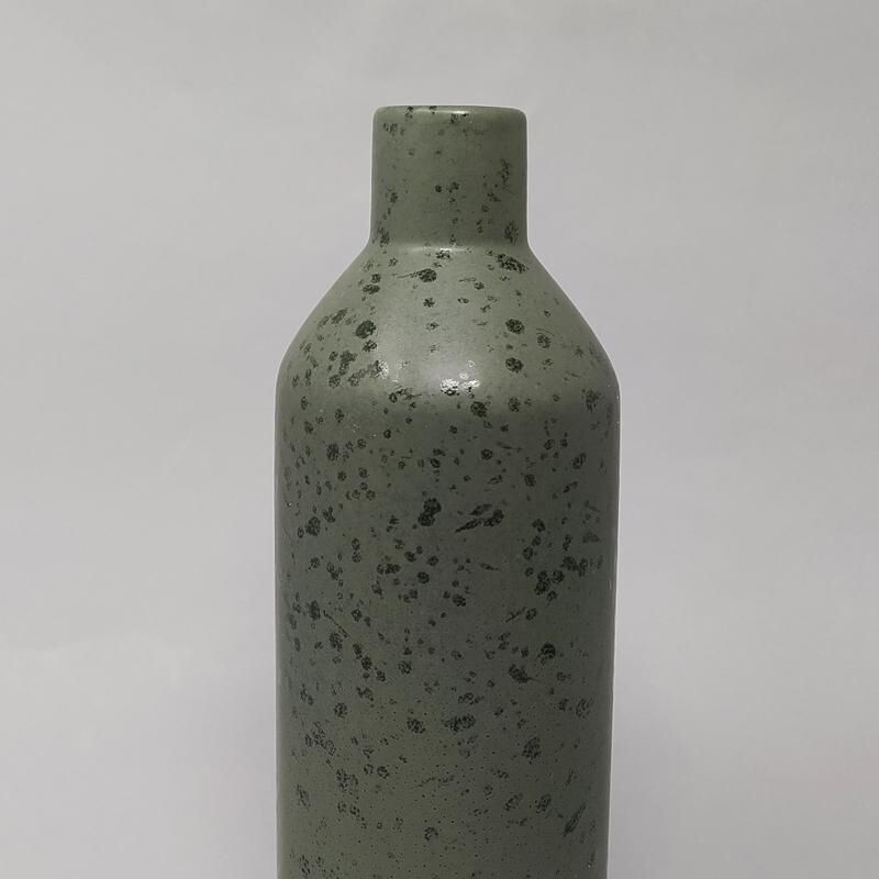 Paire de vases vintage en céramique verte, Italie 1970