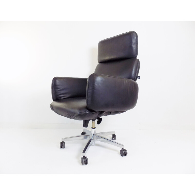 Vintage Top star black office armchair by Otto Zapf 1970s