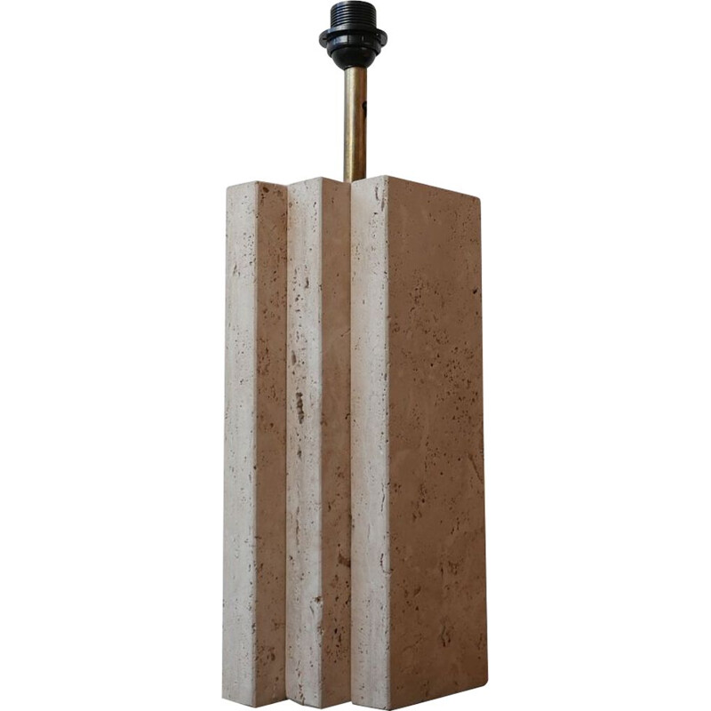 Vintage Travertine Geometric Table Lamp, Belgium 1970s