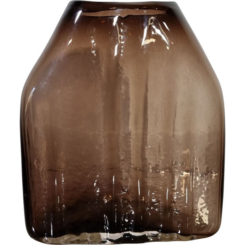 Vaso vintage in vetro brutalista di G. Baxter per Whitefriars 1970