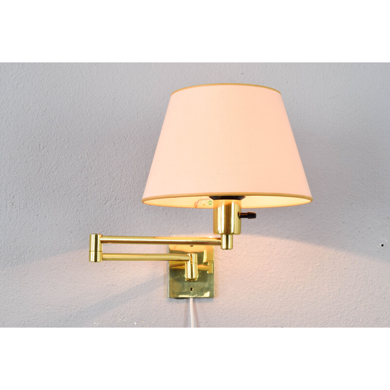 Vintage Modern Swing Arm brass sconce by George W. Hansen for Metalarte 1960s