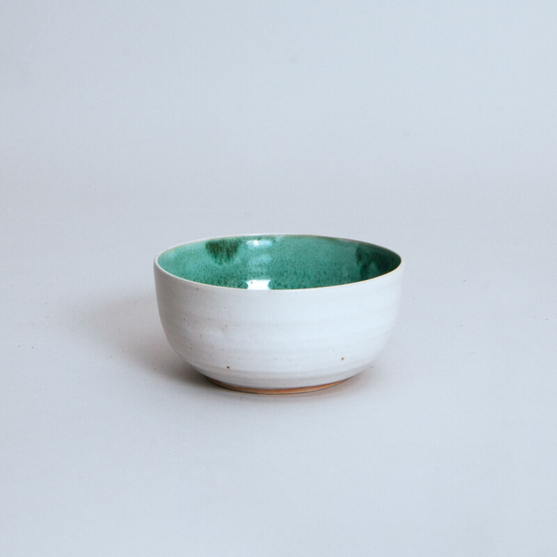 Small vintage bowl in aqua glaze by Noriko Nagaoka, England
