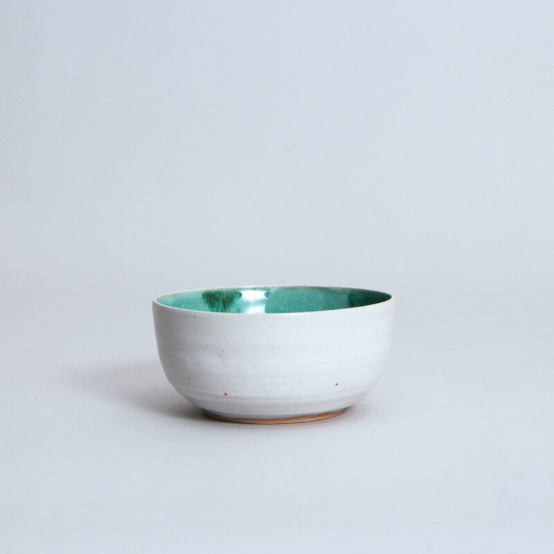 Small vintage bowl in aqua glaze by Noriko Nagaoka, England