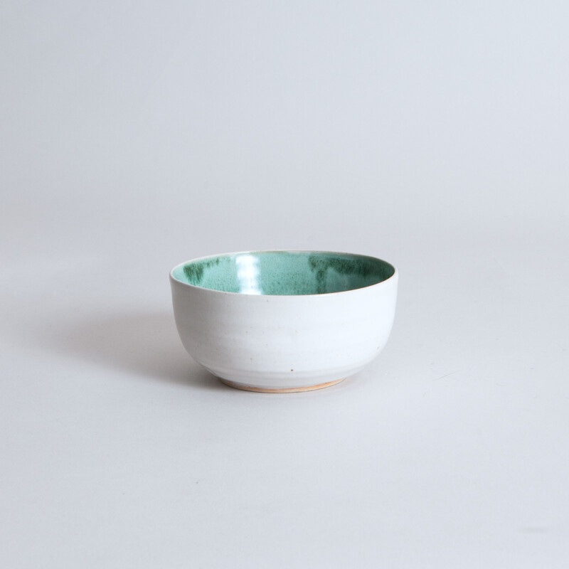 Small vintage bowl in aqua glaze by Noriko Nagaoka, England