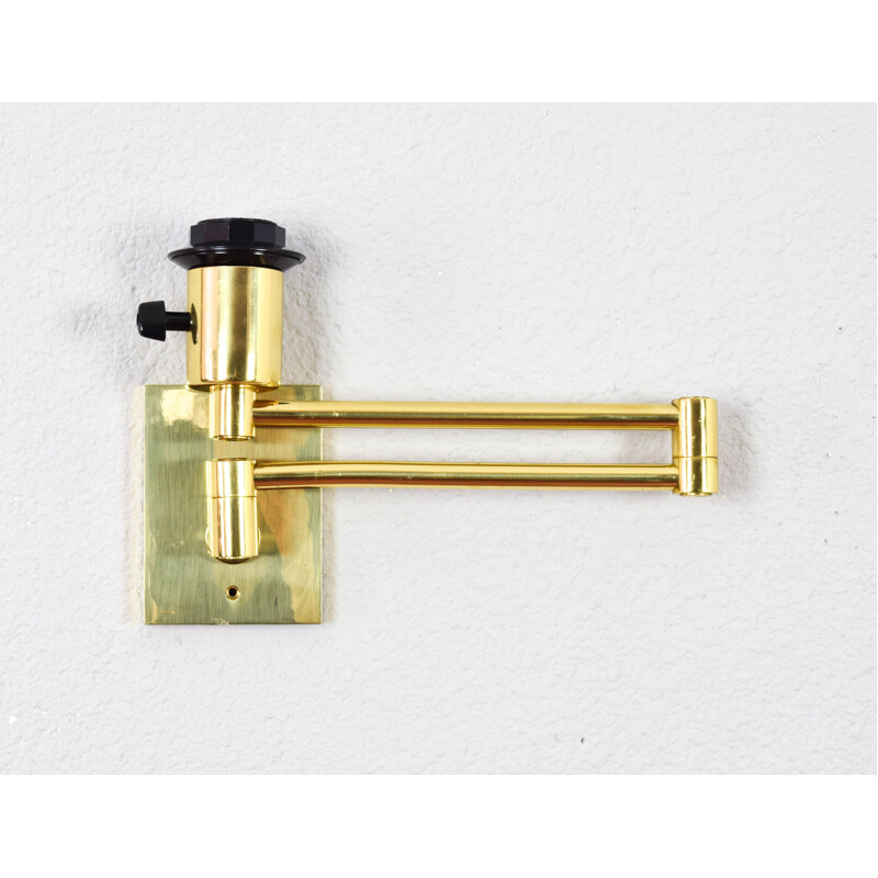 Vintage Modern Swing Arm brass sconce by George W. Hansen for Metalarte 1960s