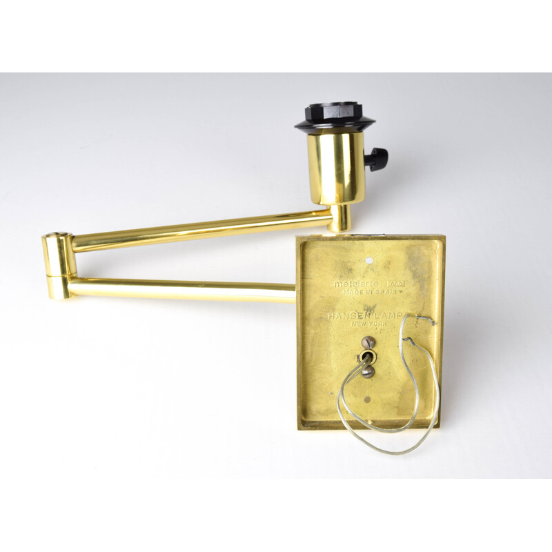 Vintage Modern Swing Arm brass sconce by George W. Hansen for Metalarte 1960s