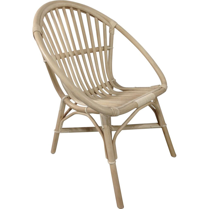 Vintage rattan shell armchair