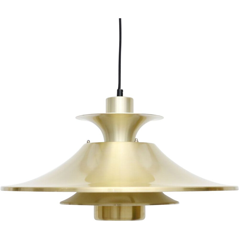 Vintage Pendant Lamp In Golden Brass, Danish 1970s