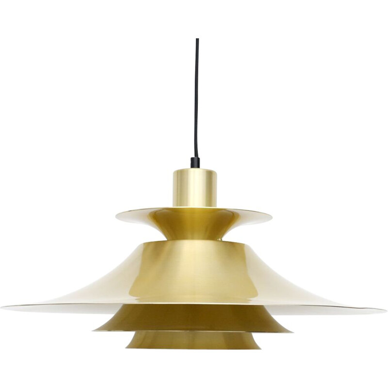 Vintage Pendant Lamp In Golden Brass, Danish 1970s