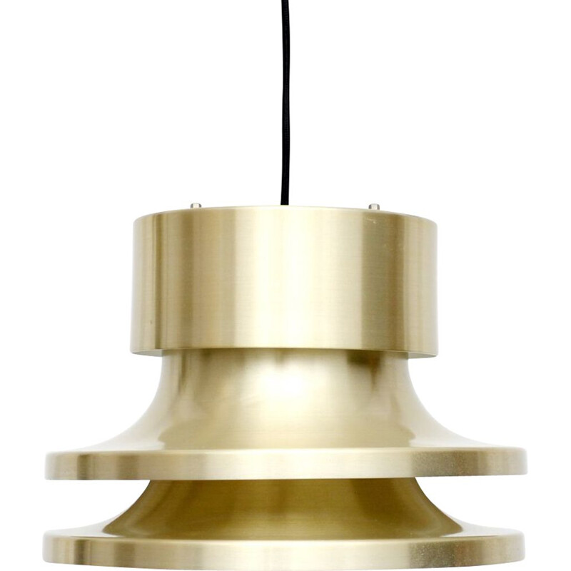 Vintage Pendant Lamp In Golden Brass, Danish 1970s
