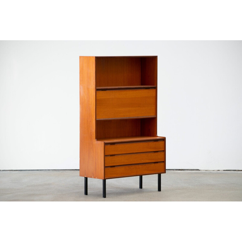 Vintage teak room divider bookcase, Scandinavian 1960s